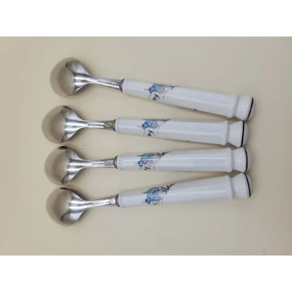 Vintage Noritake Bleufleur Flatware Set - 20pc Stainless Porcelain Japan Floral